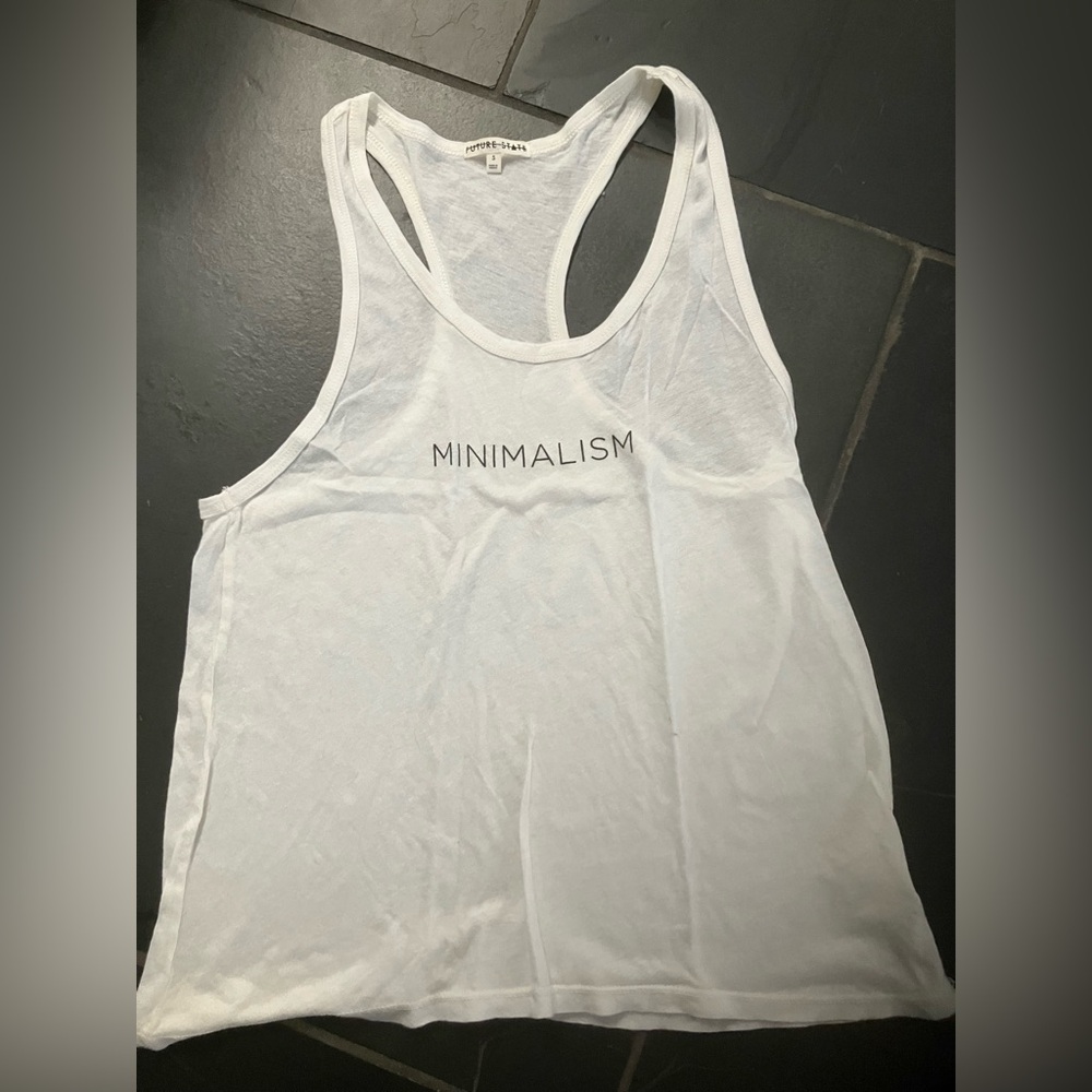 “Minimalism” white tank top size small by future state